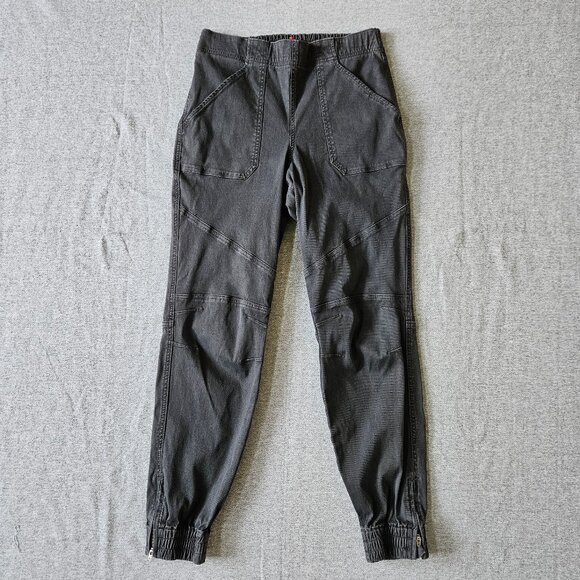 SPANX Pull On Twill Cargo Jogger Pants Womens Size Large Washed Black High Rise - Picture 1 of 5